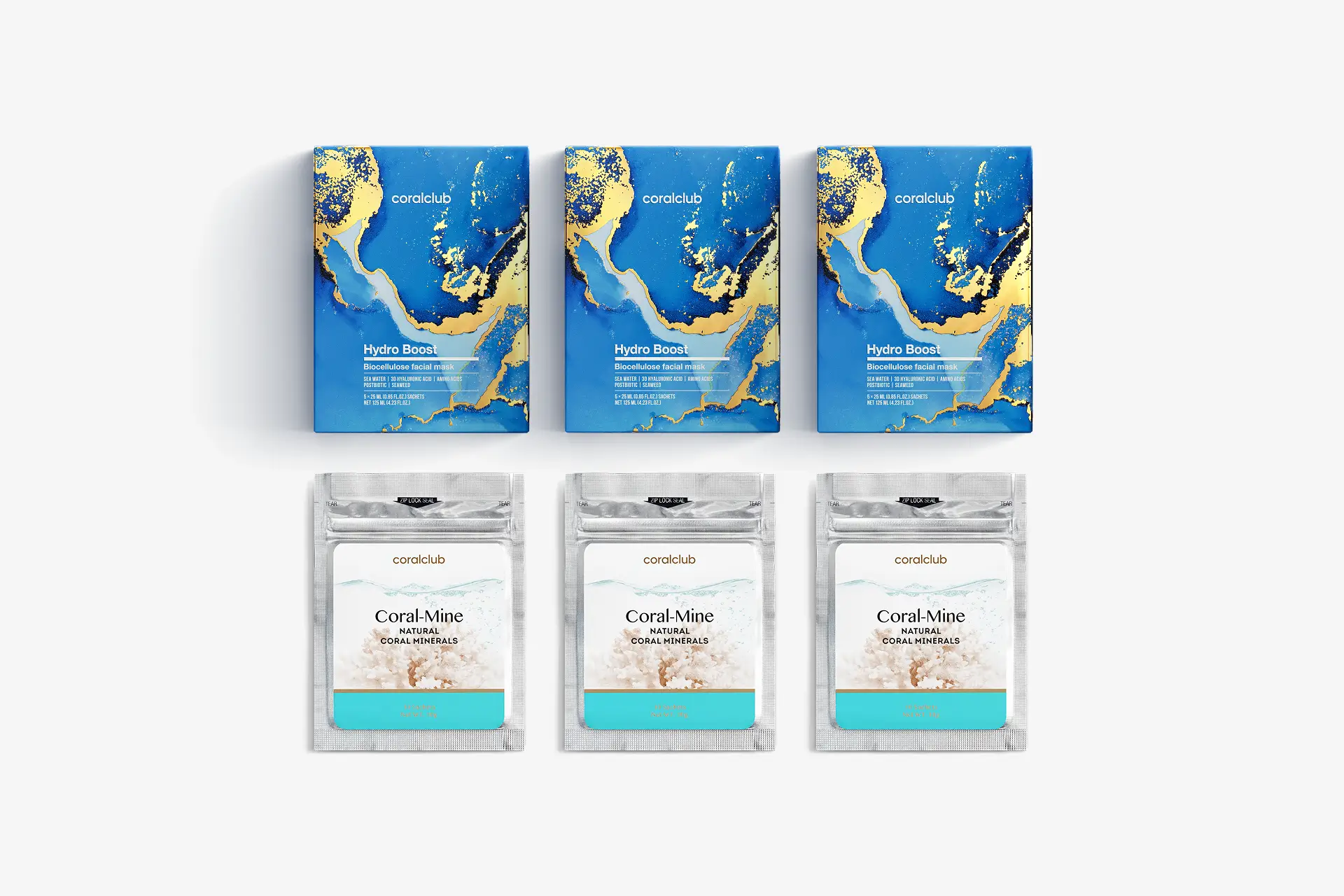 Hydro Boost Biocellulose facial mask, 25 мл, 15 бр. + Coral-Mine, 30 сашета по 1 г