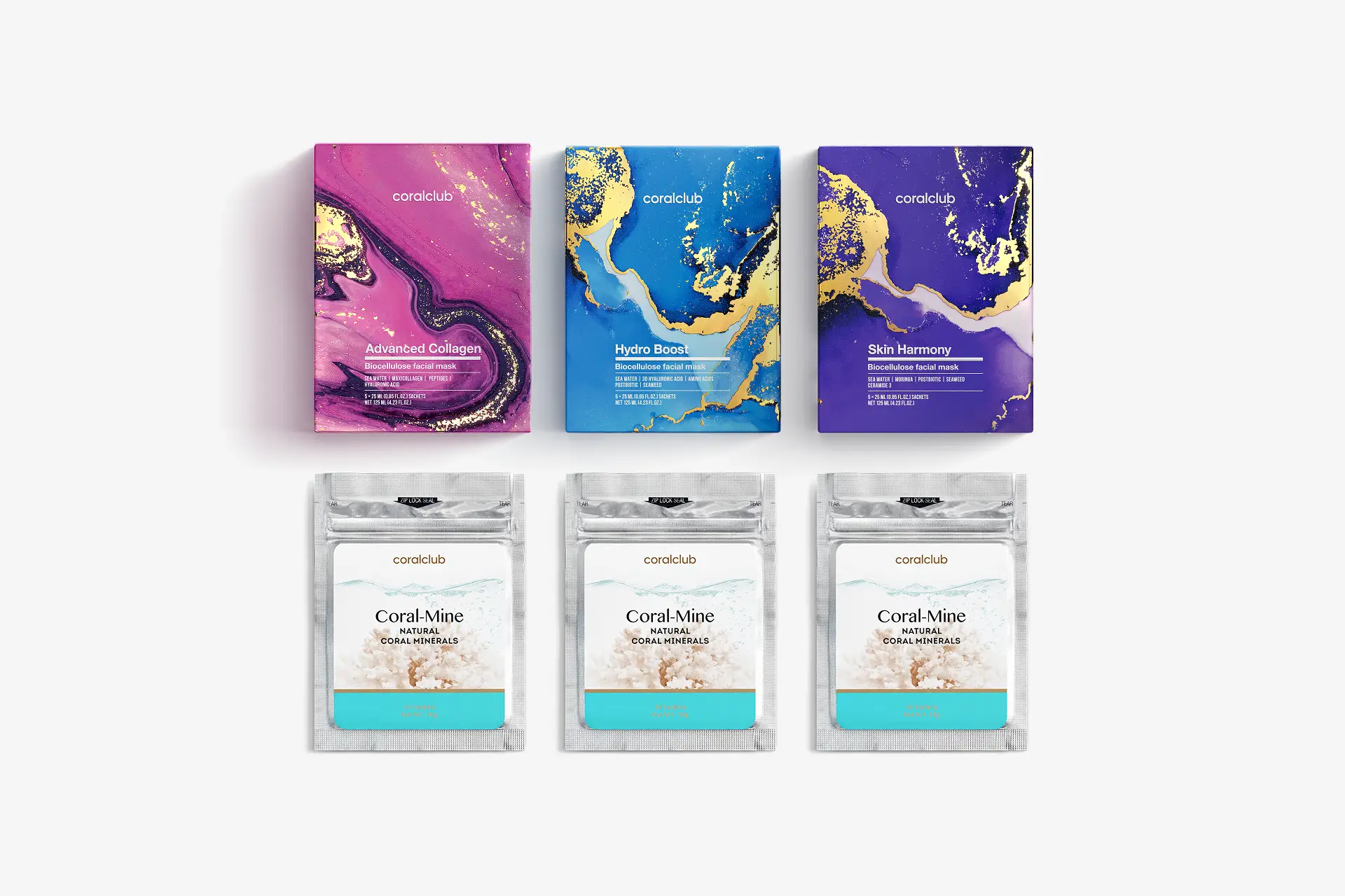 Advanced Collagen+Hydro Boost+Skin Harmony, 25 мл, 15 бр. + Coral-Mine, 30 сашета по 1 г